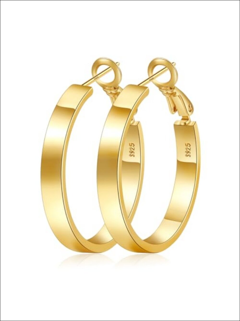 Sterling Silver & 14K Gold Plated Hoop Earrings Hypoallergenic 30-60mm